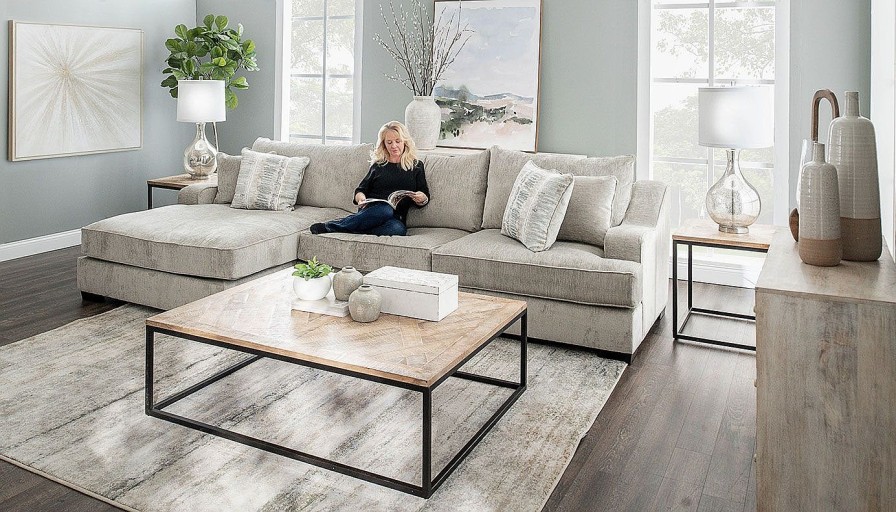 Living Room Dallas Sofa Company Upholstered Collections | Spartan Taupe Sectional With Left Arm Facing Chaise