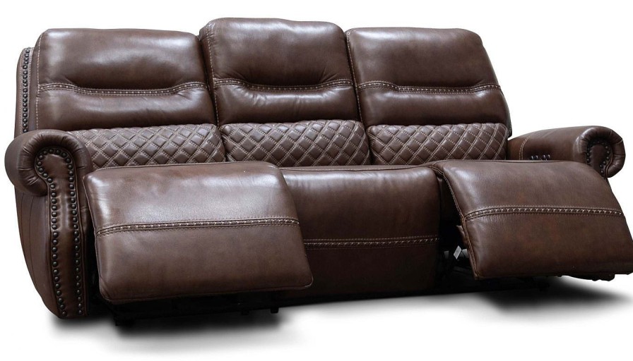 Living Room JB Home Upholstery Reclining Sofas | Taycan Walnut Power Sofa