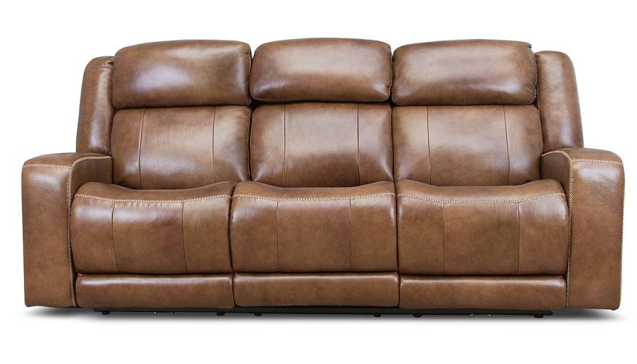 Living Room JB Home Upholstery Leather Sofas | Aviator Power Sofa