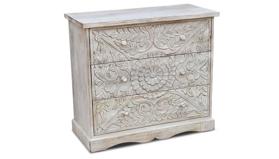 Accents World Piazza | Mariah 3-Drawer Carved Chest