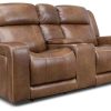 Living Room JB Home Upholstery Leather Collections | Aviator Power Sofa & Loveseat