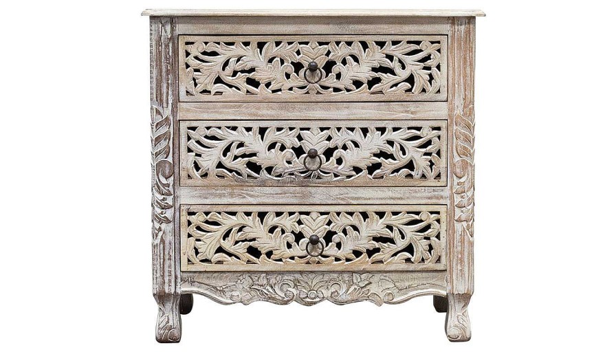 Accents World Piazza | Myia 3-Drawer Chest With Carving