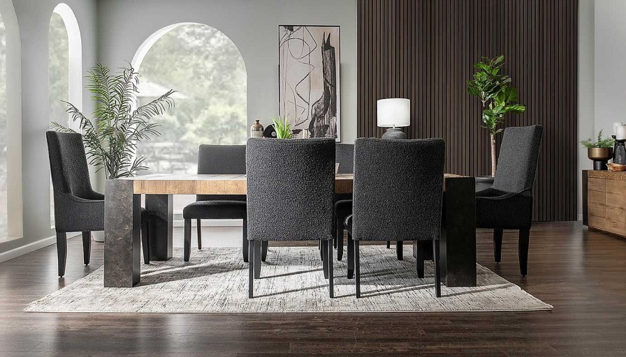 Dining Home Zone Furniture Dining Height Collections | Our House 100" Dining Height Table & Black Chairs