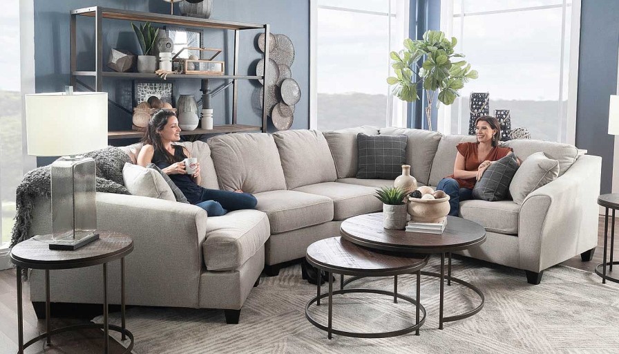 Living Room Home Zone Furniture Upholstered Collections | Denton Putty Sectional