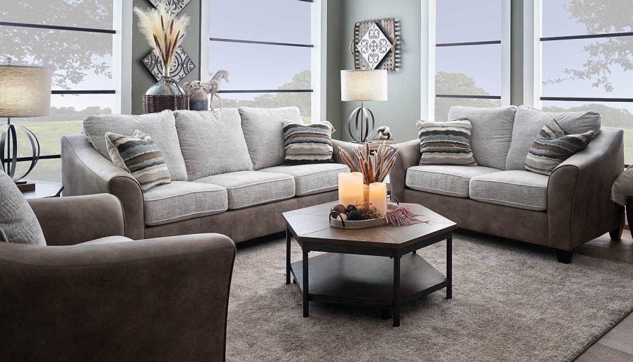 Living Room Dallas Sofa Company Upholstered Collections | Corinth Beige Sofa & Loveseat