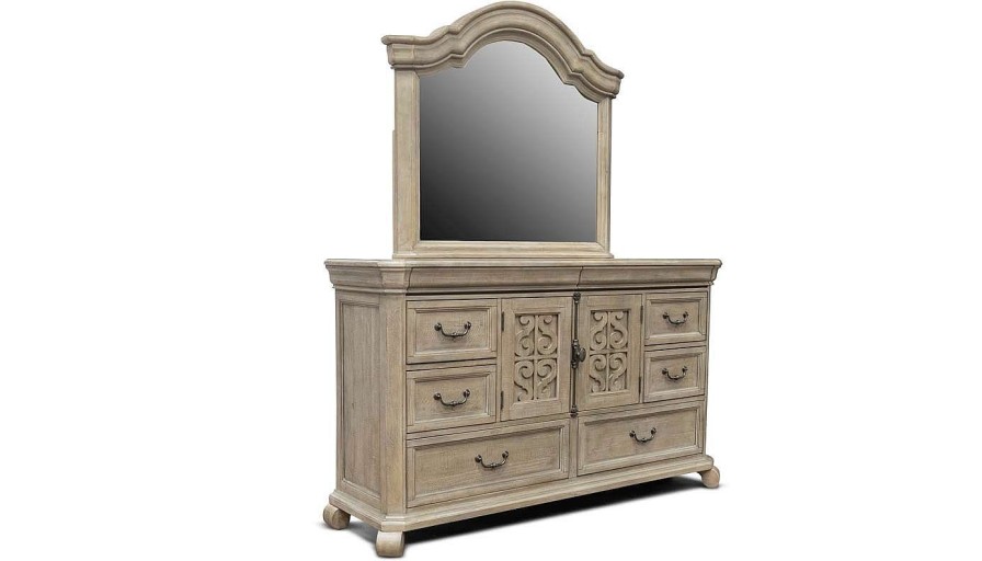 Bedroom Premier Craftsman Queen Collections | Bocelli Queen Panel Bed, Dresser, Mirror & Nightstand