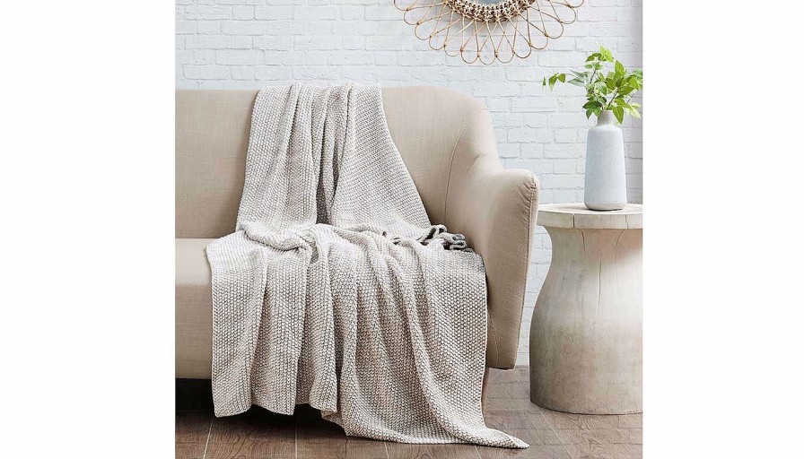 Bedroom Olliix Bedding Sets | Briar Cotton Knit Throw Natural