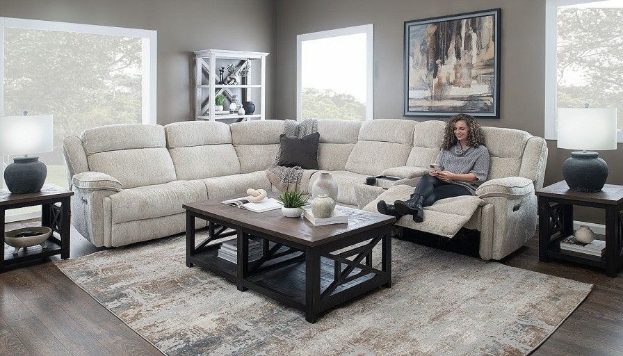 Living Room JB Home Upholstery Reclining Collections | Easthill Beige 6-Piece Sectional