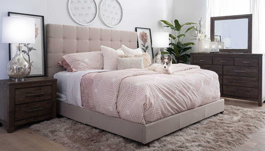 Bedroom Home Zone Furniture King Beds | Dolce Beige King Bed