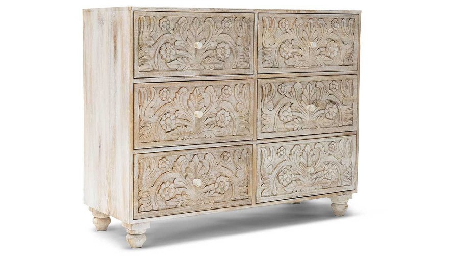 Accents World Piazza | Serena Carved Chest With 6 Drawers