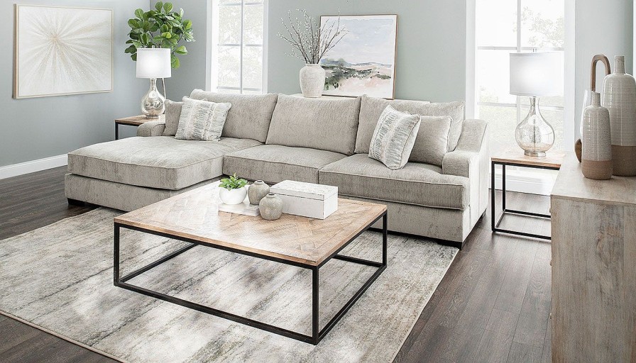 Living Room Dallas Sofa Company Upholstered Collections | Spartan Taupe Sectional With Left Arm Facing Chaise