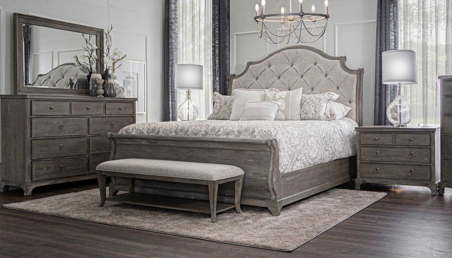 Bedroom JB Home Case Goods King Collections | Huntington Beach King Bed, Dresser, Mirror & Wooden Nightstand