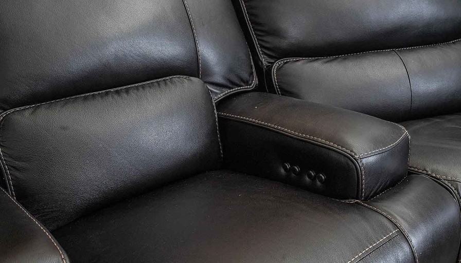 Living Room JB Home Upholstery Leather Collections | Lake Como Blackberry Power Sectional