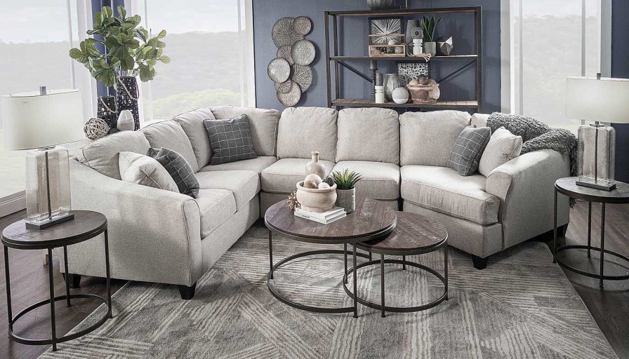 Living Room Home Zone Furniture Upholstered Collections | Denton Putty Sectional