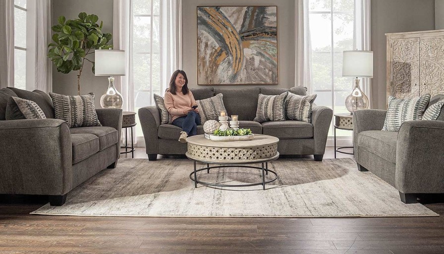 Living Room Dallas Sofa Company Upholstered Collections | Argentina Ii Grey Sofa & Loveseat