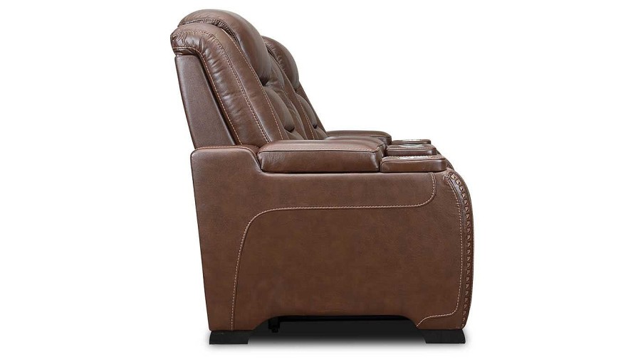 Living Room Home Zone Furniture Reclining Collections | El Patron Brown Power Sofa & Loveseat