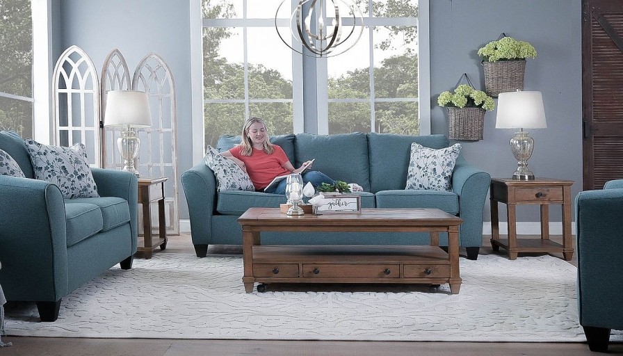 Living Room Dallas Sofa Company Upholstered Collections | Denton Seafoam Sofa & Loveseat