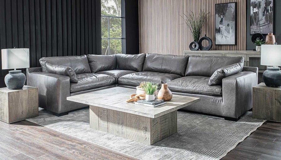 Living Room Dallas Sofa Company Upholstered Collections | City Limits Leather 4Pc Sectional