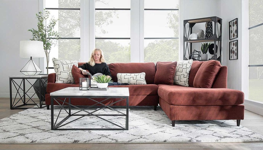 Living Room Home Zone Furniture Upholstered Collections | Arlington Ii Red Sectional