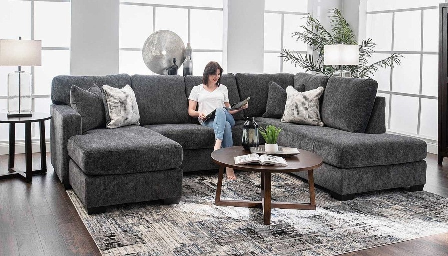 Living Room Dallas Sofa Company Upholstered Collections | Hermes Dual Chaise Sectional