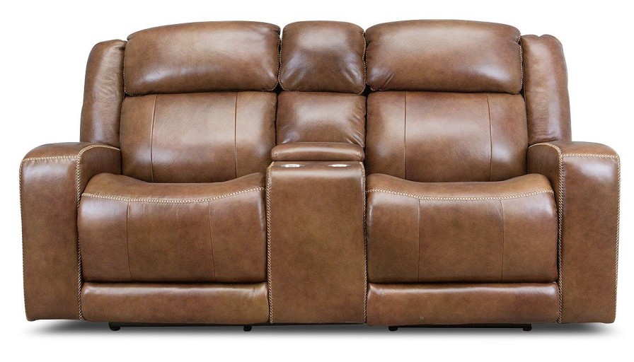 Living Room JB Home Upholstery Leather Loveseats | Aviator Power Loveseat