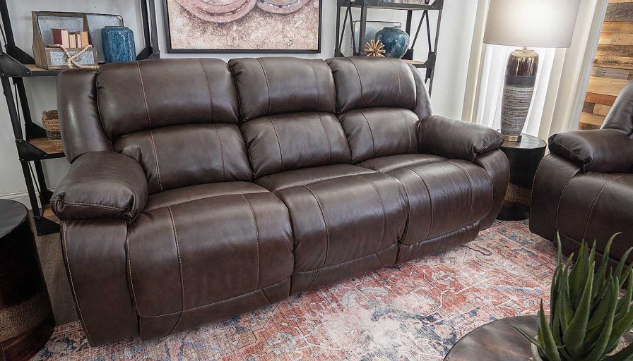 Living Room Dallas Sofa Company Leather Collections | Galveston Chocolate Power Sofa & Loveseat