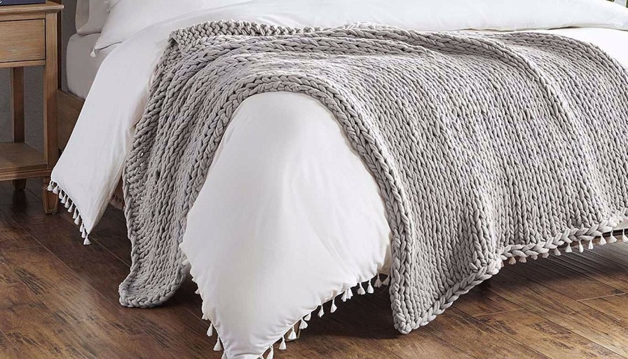 Accents Olliix | Chunky Double Knit Throw Grey