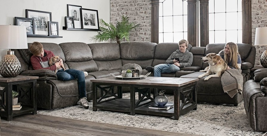 Living Room Home Zone Furniture Reclining Collections | Echo Iii 6-Piece Sectional With Chaise