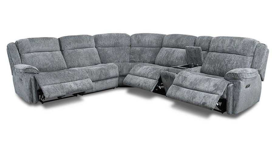 Living Room JB Home Upholstery Reclining Collections | Easthill Grey 6-Piece Sectional