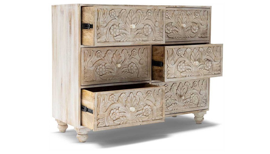 Accents World Piazza | Serena Carved Chest With 6 Drawers