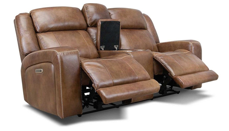 Living Room JB Home Upholstery Leather Loveseats | Aviator Power Loveseat