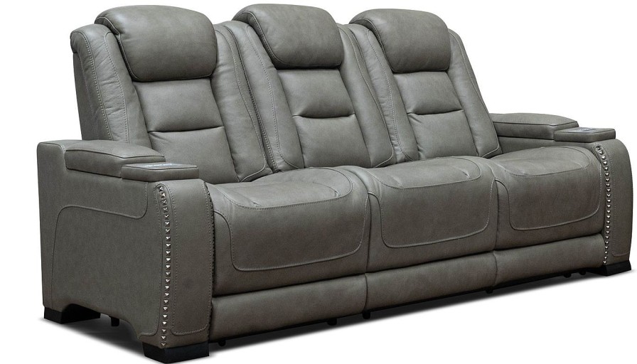 Living Room Home Zone Furniture Leather Sofas | El Patron Power Sofa