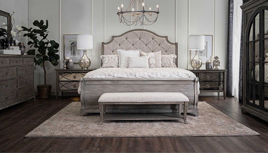 Bedroom JB Home Case Goods King Collections | Huntington Beach King Bed, Dresser, Mirror & Mirrored Nightstand