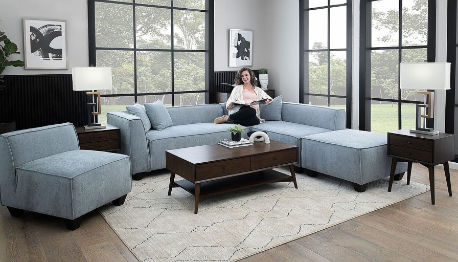 Living Room JB Home Upholstery Upholstered Collections | Rock & Roll Stone 3-Piece Sectional & Ottoman