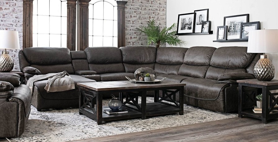 Living Room Home Zone Furniture Reclining Collections | Echo Iii 6-Piece Sectional With Chaise