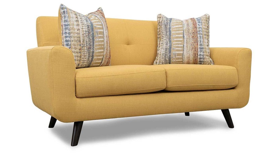 Living Room JB Home Upholstery Upholstered Loveseats | Carol Mustard Yellow Loveseat