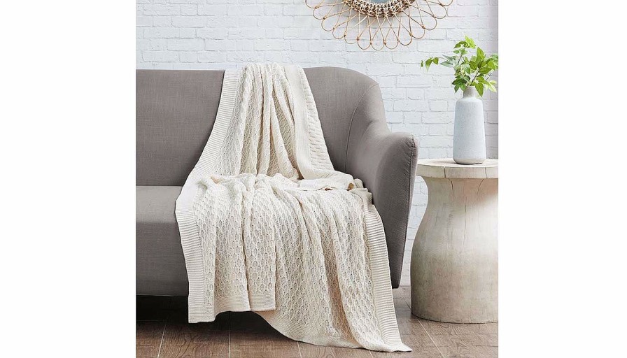 Accents Olliix | Willow Cotton Knit Throw Tan