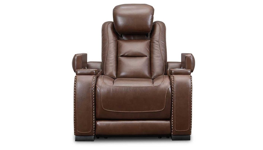 Living Room Home Zone Furniture Recliners | El Patron Brown Power Recliner