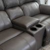 Living Room Dallas Sofa Company Leather Collections | Galveston Grey Power Sofa & Loveseat