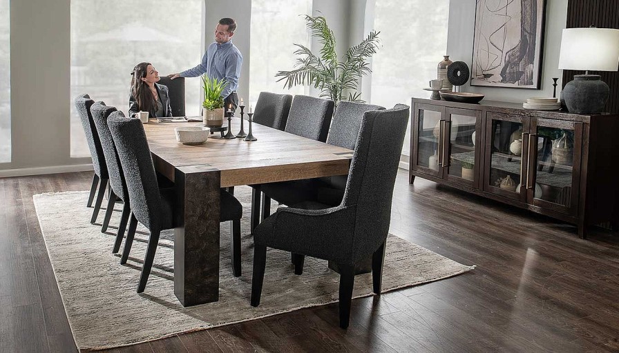 Dining Home Zone Furniture Dining Height Collections | Our House 100" Dining Height Table & Black Chairs