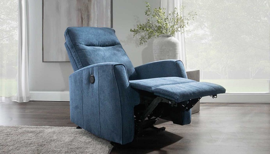 Living Room JB Home Upholstery Recliners | Ellie Ii Navy Power Recliner