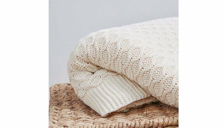 Accents Olliix | Willow Cotton Knit Throw Tan