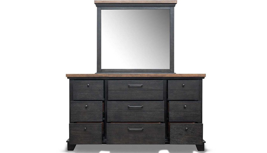 Bedroom Home Zone Furniture King Collections | Bear River Brown King Bed, Dresser, Mirror & Nightstand