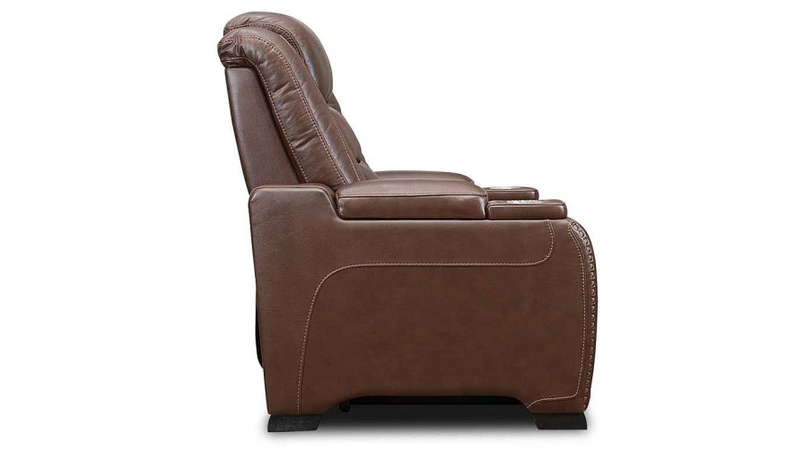 Living Room Home Zone Furniture Recliners | El Patron Brown Power Recliner