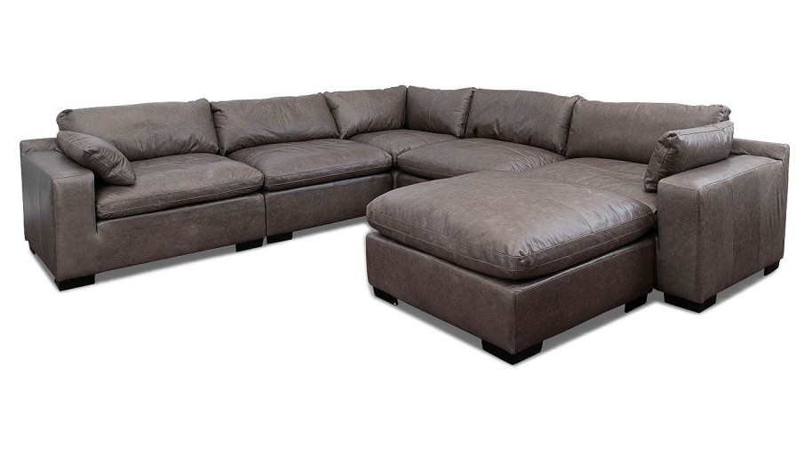 Living Room Dallas Sofa Company Leather Collections | City Limits Leather 5Pc Sectional & Ottoman