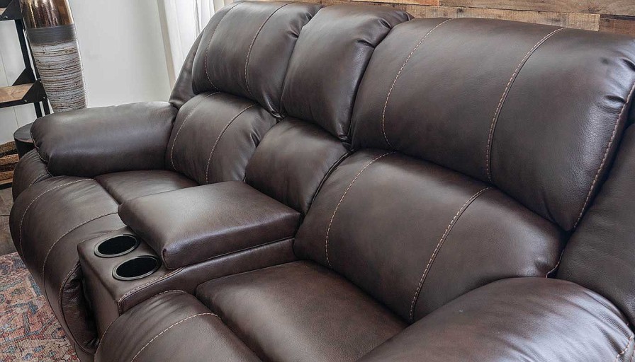 Living Room Dallas Sofa Company Leather Collections | Galveston Chocolate Power Sofa & Loveseat