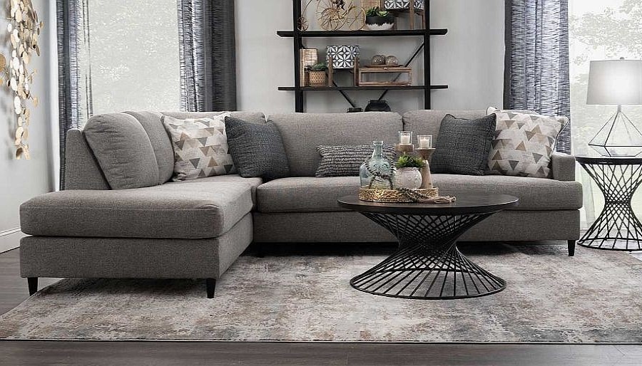 Living Room Home Zone Furniture Upholstered Collections | Arlington Ii Grey Sectional