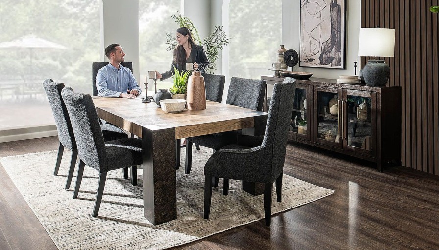 Dining Home Zone Furniture Dining Height Collections | Our House 84" Dining Height Table & Black Chairs