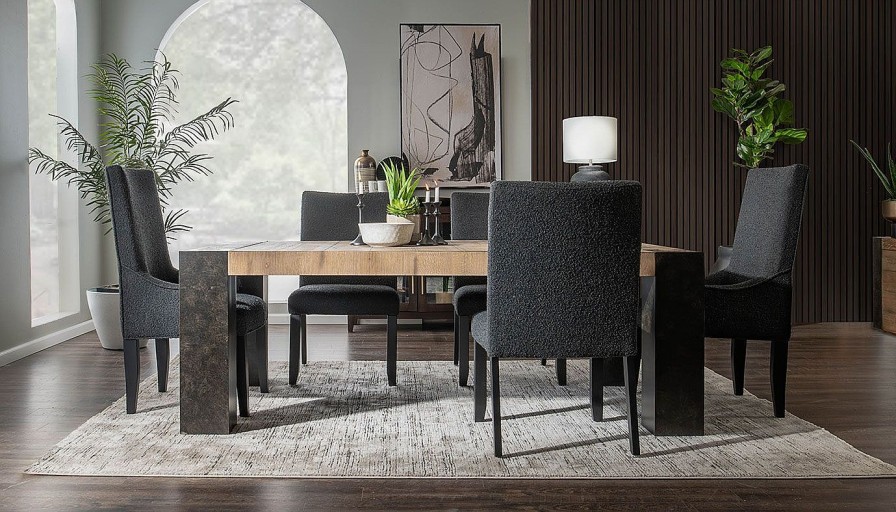 Dining Home Zone Furniture Dining Height Collections | Our House 84" Dining Height Table & Black Chairs