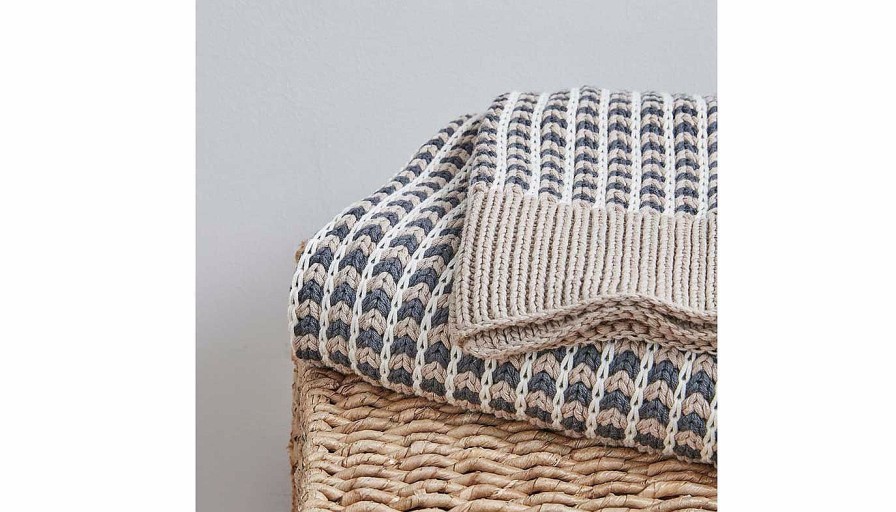 Accents Olliix | Reed Cotton Knit Throw Grey